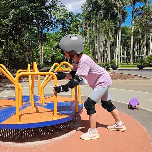Image of JBM Adult & Kid Skating Protective Gear Set for Beginner to Advanced, Skateboard Helmet Knee and Elbow Pads with Wrist Guards for Inline Roller Skating, Scooter, Skateboarding