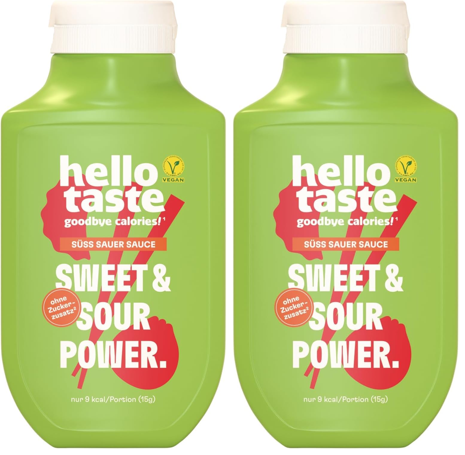hellotaste Süß-Sauer Sauce 300ml - kalorienreduziert, ohne Zuckerzusatz & voller Geschmack | Für Gerichte, zum Grillen uvm. | Vegan, aspartamfrei, glutenfrei, sojafrei | 1 x 300ml (Packung mit 2)
