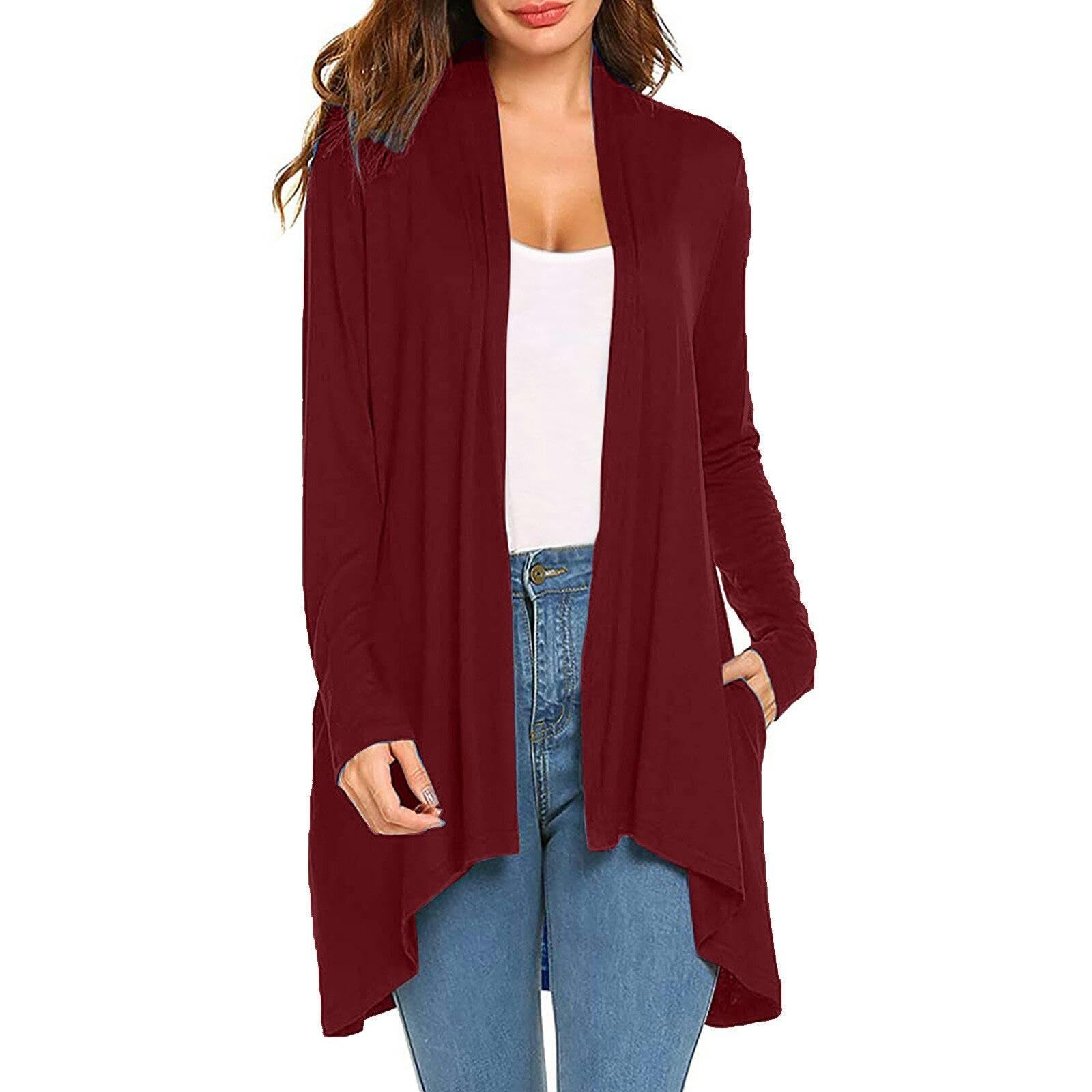 TEidea Cardigan Estivo Donna Autumn Ladies Cardigan: Cardigan Tascabile A Maniche Lunghe con Colore Lungo, Portando alle Donne Una Scelta alla Moda di Abiti