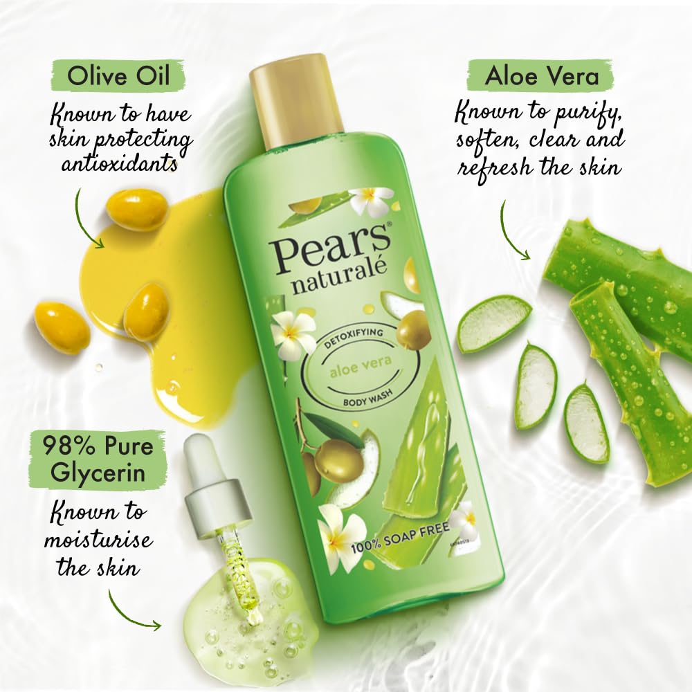 Pears Naturalé Body Wash for Detoxified Glowing Skin Moisturising & Refreshing - Aloe Vera, Pack of 3 (3 x 250 ml) - Image 3