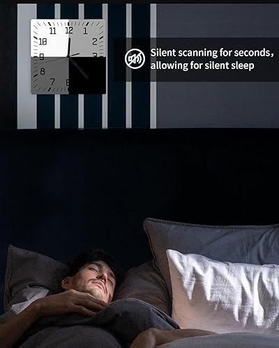 Miniatura 6 de Reloj de pared cuadrado negro de madera degradado, silencioso, sin tictac, geométrico simple arte cuadrado, funciona con pilas, reloj de decoración