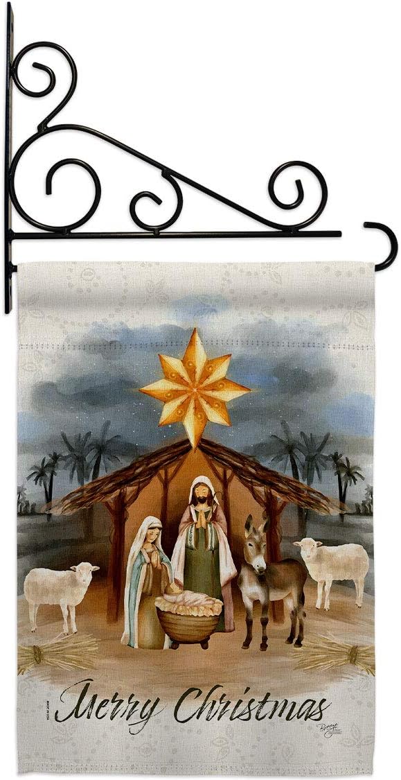 Breeze Decor Birth of Jesus Garden Flag Set Wall Holder Winter Nativity Three King Religious Holy Family Season Wintertime Christian House Banner Small Yard Gift Double-Sided, Made in USA