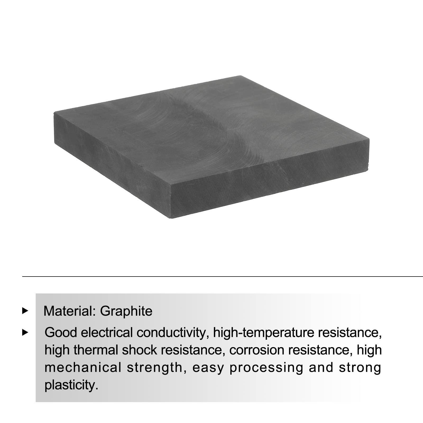 sourcing map Graphite Bloc Lingot Rectangle Graphite Electrode Plaque Planche 100x100x15mm pour Fondre, Couler, Électrolyser, Électroplaquer