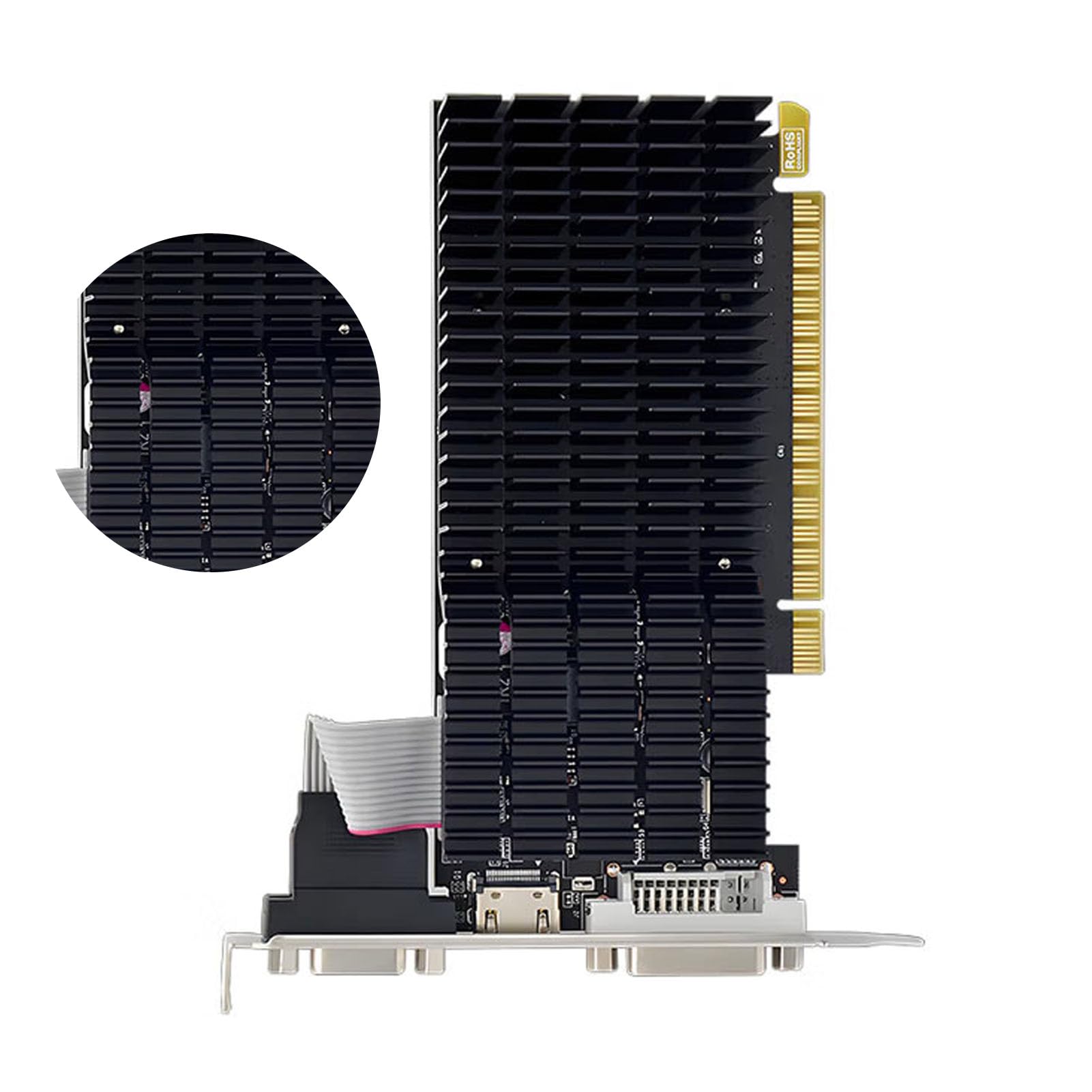 Bewinner Low-Profile-Grafikkarte R5230 2G DDR3 |160 Stream-Prozessoren, Multi-Display-Unterstützung (HDMI/DVI/VGA), Leise Lüfterkühlung, Energieeffizient für Kleine PC-Builds
