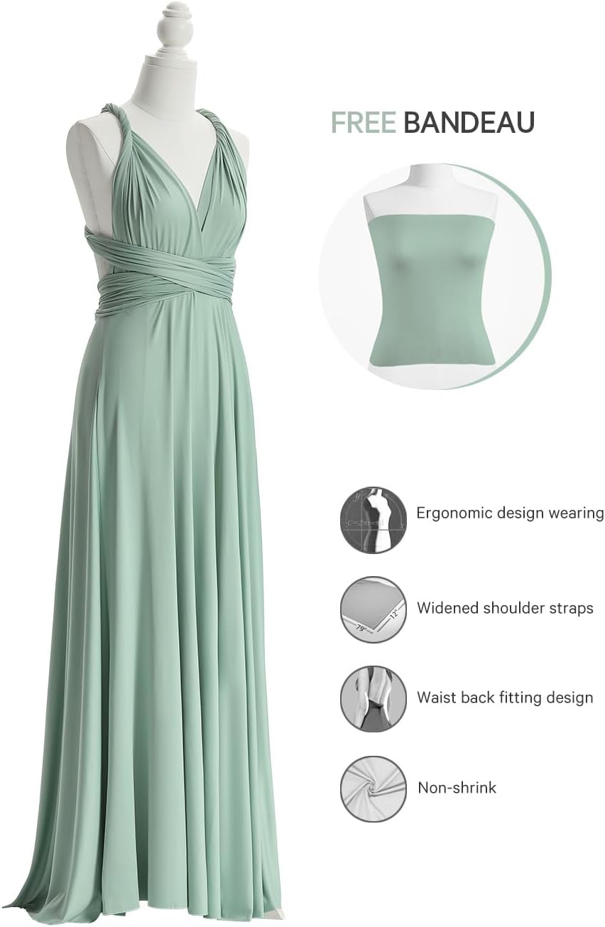 72styles Infinity Dress with Bandeau, Convertible Bridesmaid Dress, Long, Plus Size, Multi-Way Dress, Twist Wrap Dress - Image 3