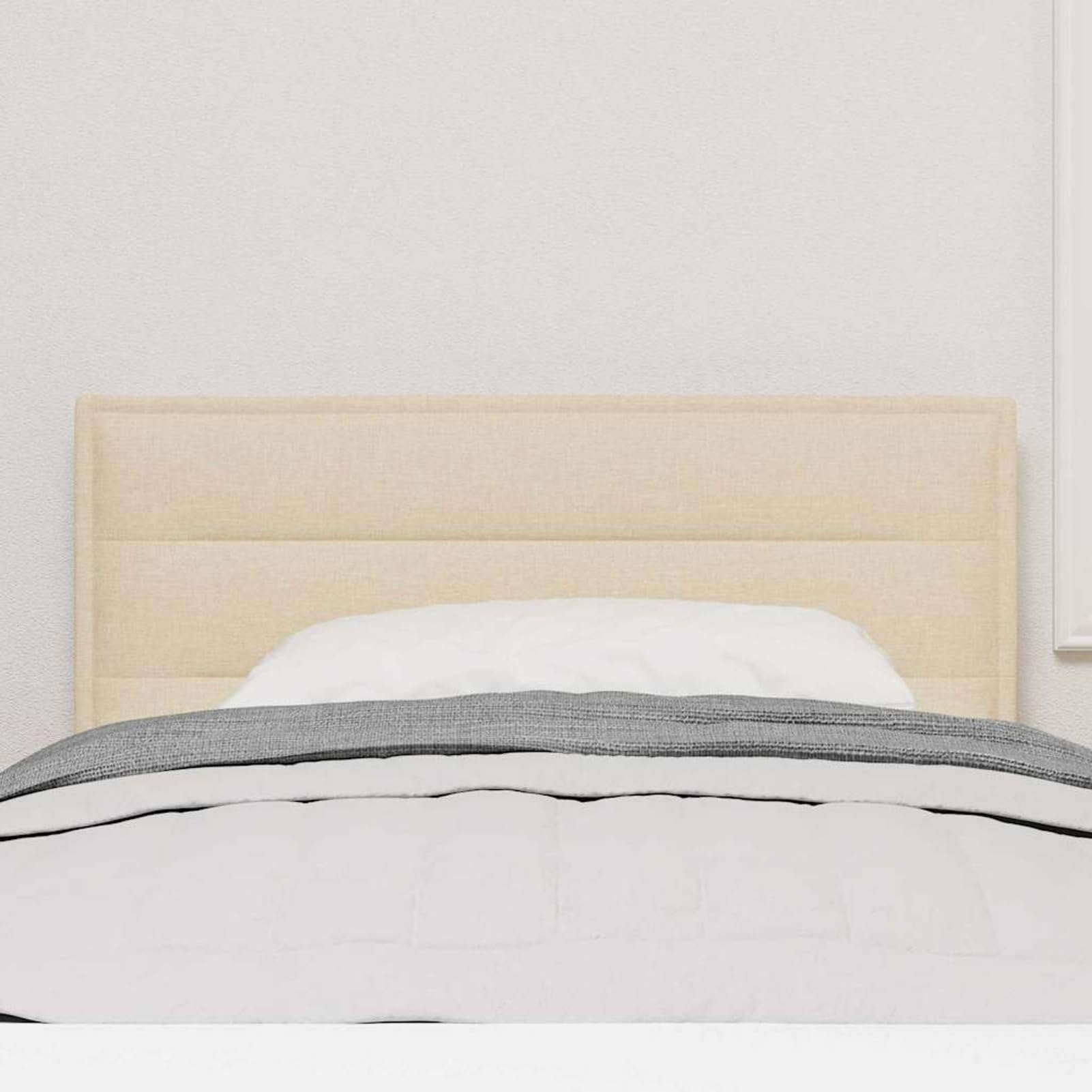 Gecheer Tête de lit à motif ligné en tissu crème 90 cm - Accessoire de lit pour chambre à coucher