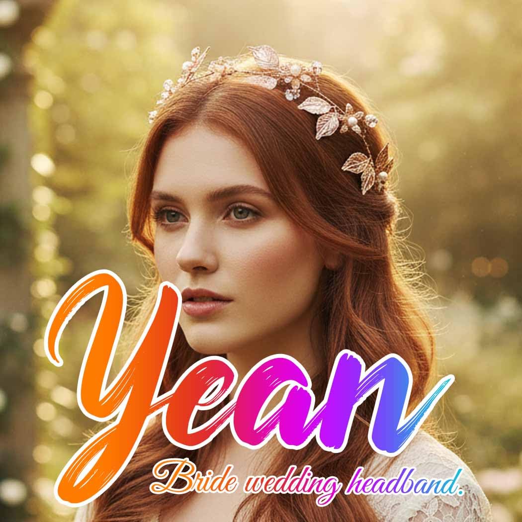 Yean Bride Haarreif, für Hochzeit, mit Blattgold, Brautschmuck für Frauen