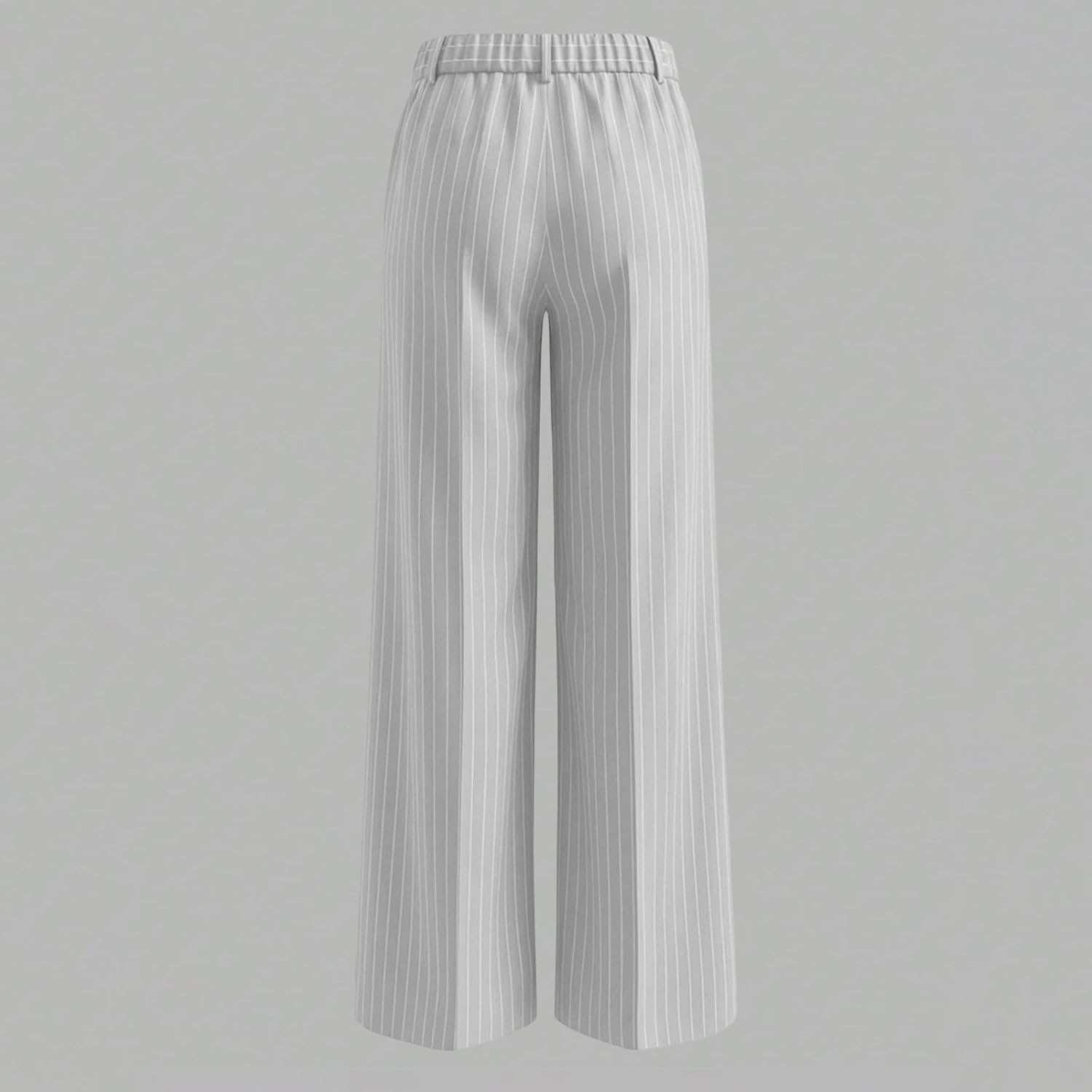 Women's Casual High Waisted Wide Leg Pants Striped Flowy Business Work Casual Pants Dressy Trousers with Pockets