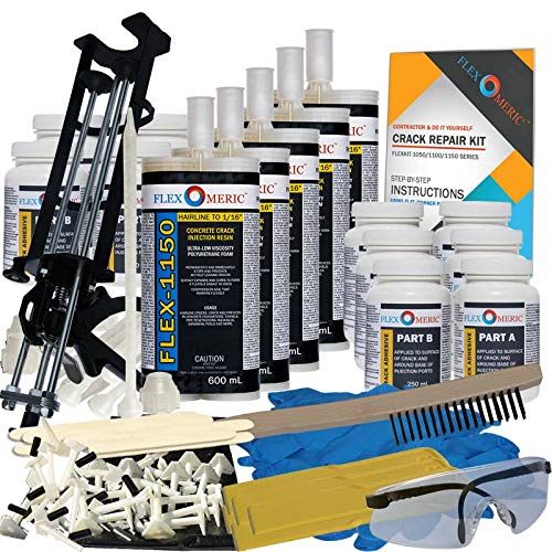 Free Shipping Over $50 Concrete Foundation Crack Repair Kit - Ultra-Low Viscosity Polyurethane - FLEXKIT-1150-50