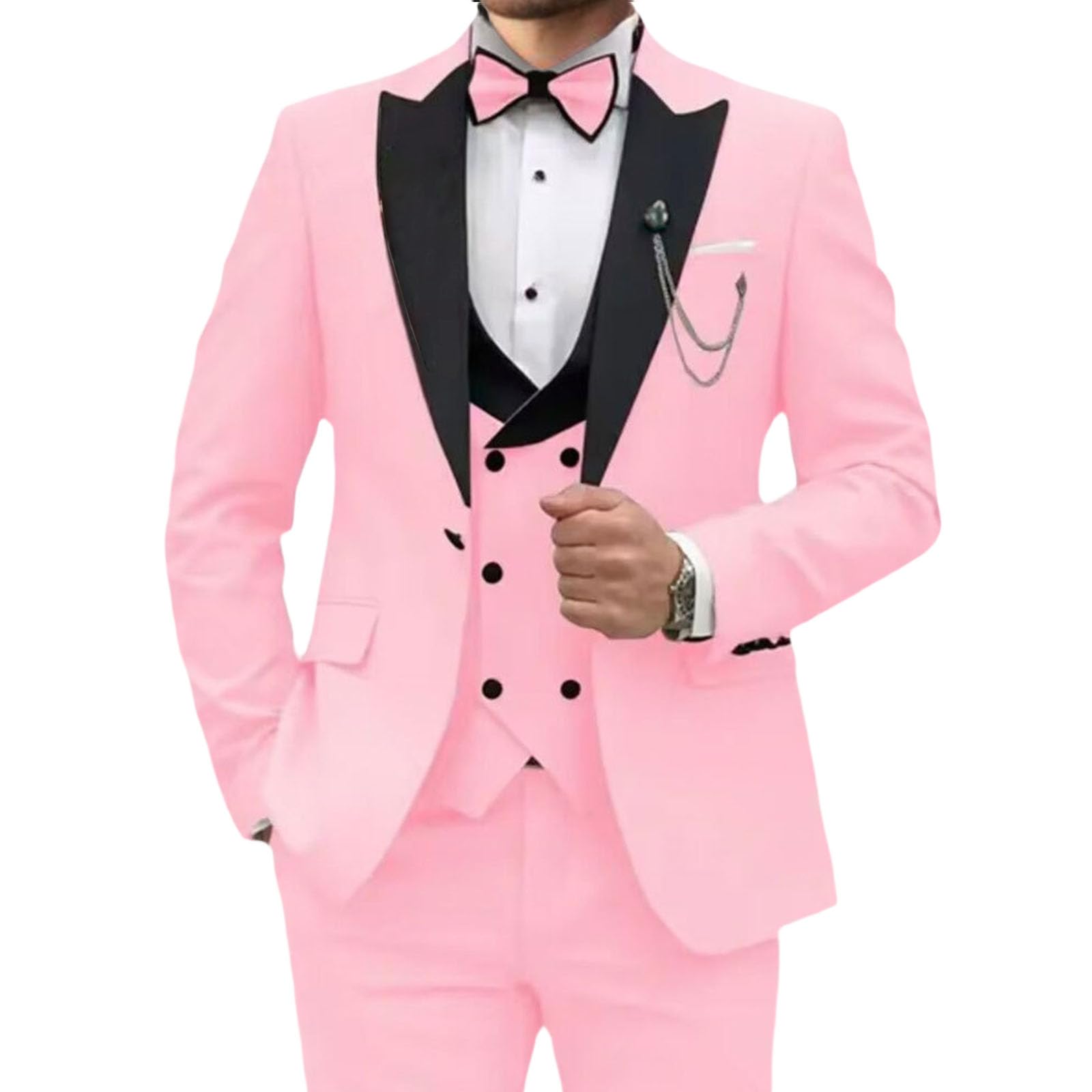 Traje clásico de 3 Piezas para Hombre, Corte Ajustado, Blazer, Chaleco y pantalón, Ideal para Bodas y Eventos de Oficina.