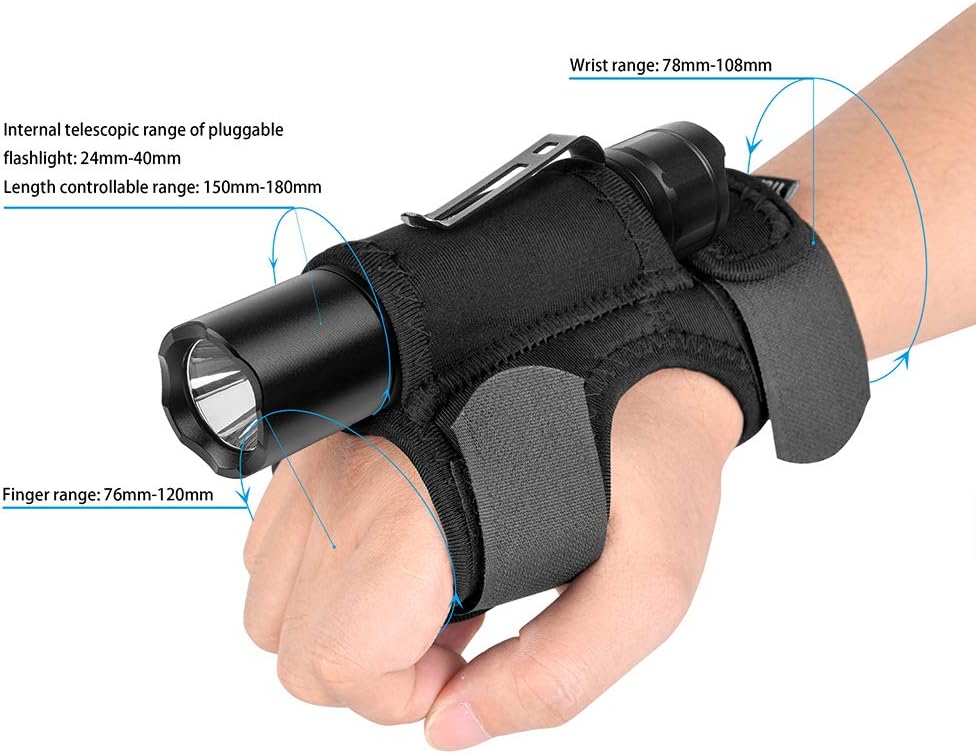 TrustFire Nylon Flashlight Holster Belt Durable Holder Case for 5"-7" Flashlight Adjustable Tactical Torch Cover for 18650 Flashlight Models T3 T4 E3R A8 Z9 Fenix UC30 UC35 E35 Surefire G2 6P E2L