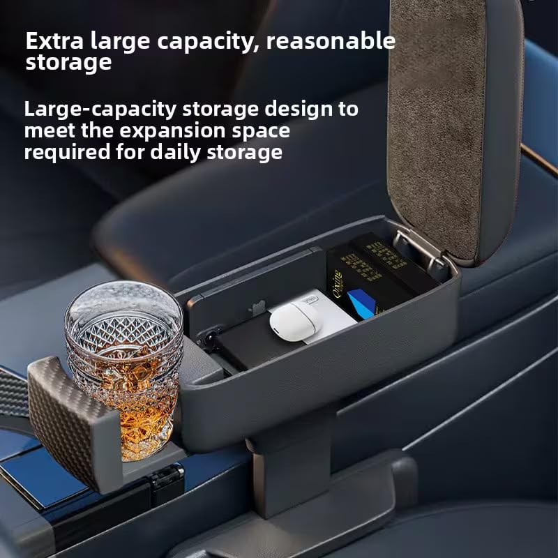 Image of Arm Rest for Car,Car armrest Car arm Rest,Seat Gap Storage Box,Car Seat Gap Filler Organizer,Wrist Support Adjustable Armrest,Car Central Liftable Armres Storage Organizer Box Black