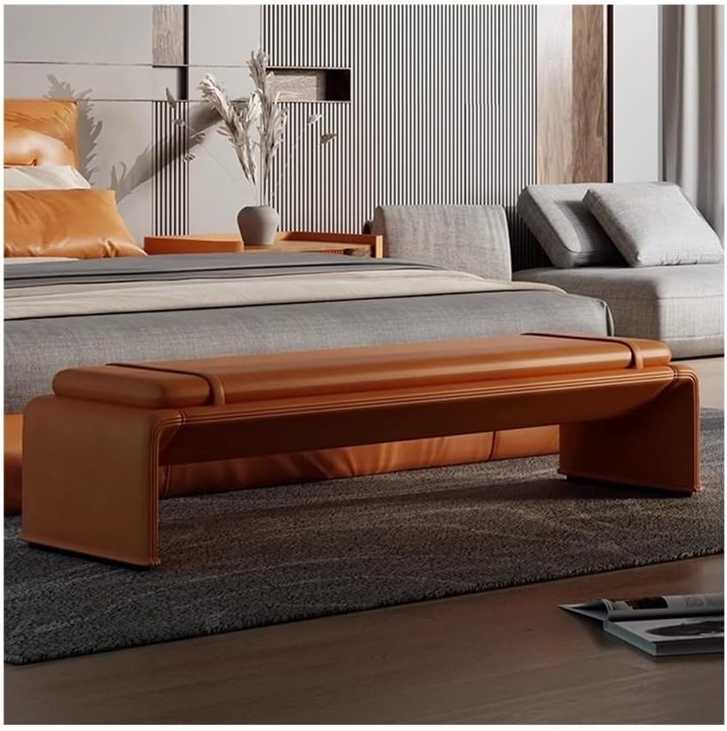 End Stool Italian Minimalist Bedside Stool Light Luxury Modern Bedroom Clothes Storage Stool High-end Sofa Long Bench Long Bench(Orange)