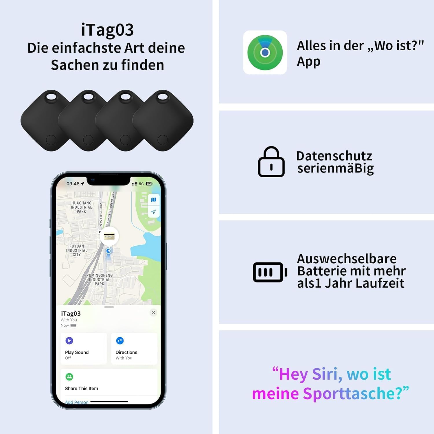 Air Tracker Tags 4 Pack (iOS Only, Not for Android) Bluetooth Luggage Tracker Tags Works with Apple Find My, Key Finder and Item Locator for Luggage, Backpack, Suitcases, Replaceable Battery - Image 6