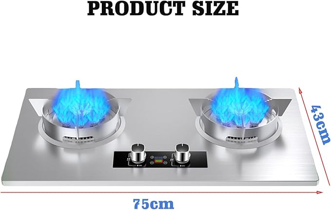Estufa de Gas Empotrable 75 cm 2 Puestos Acero Inoxidable miniatura 2