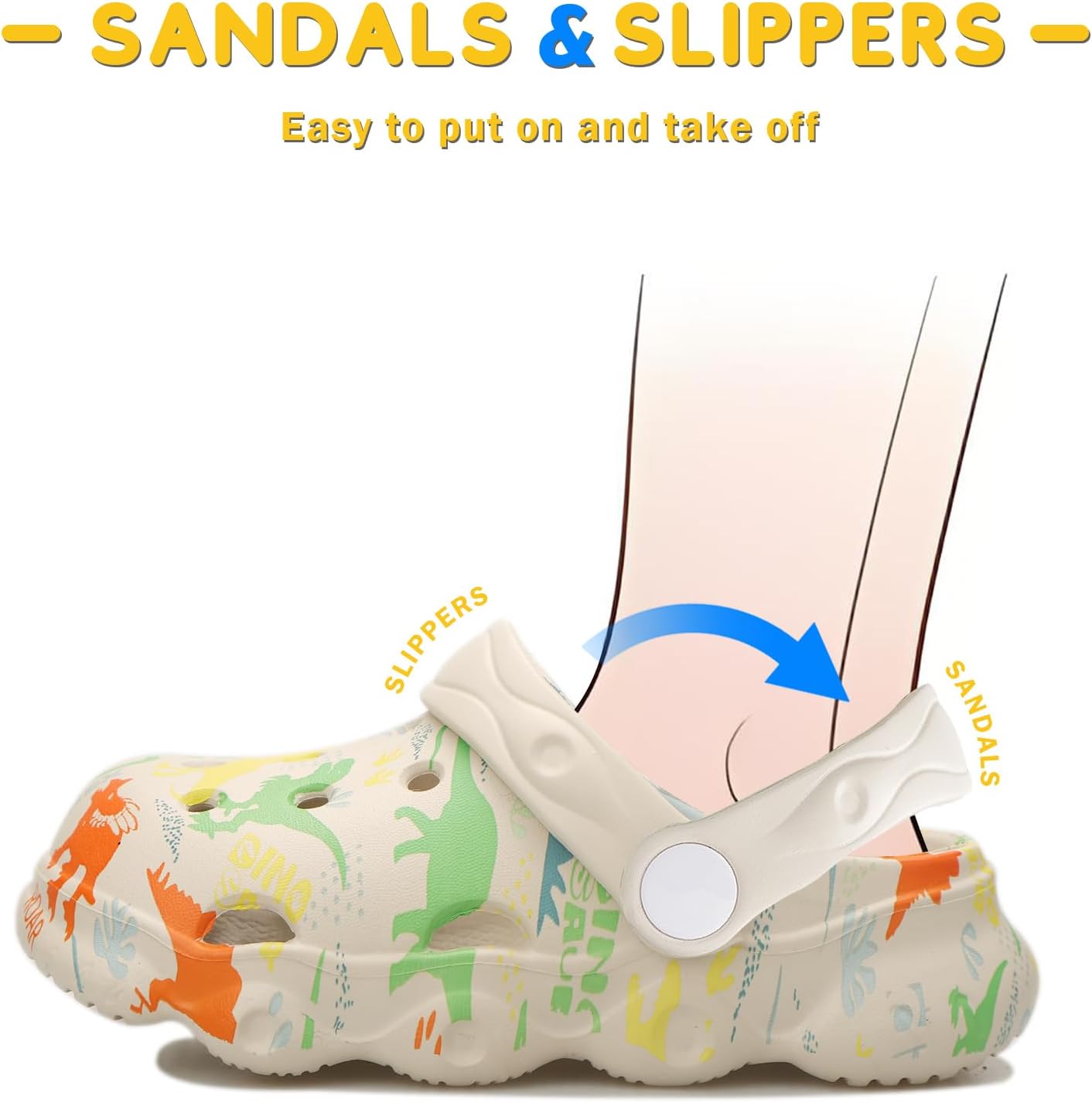 Toddler Clogs Boys Girls Kids Dinosaur Garden Shoes Slip on Sandals Slides Water Summer Shoes for Outdoor Beach Pool - Image 5