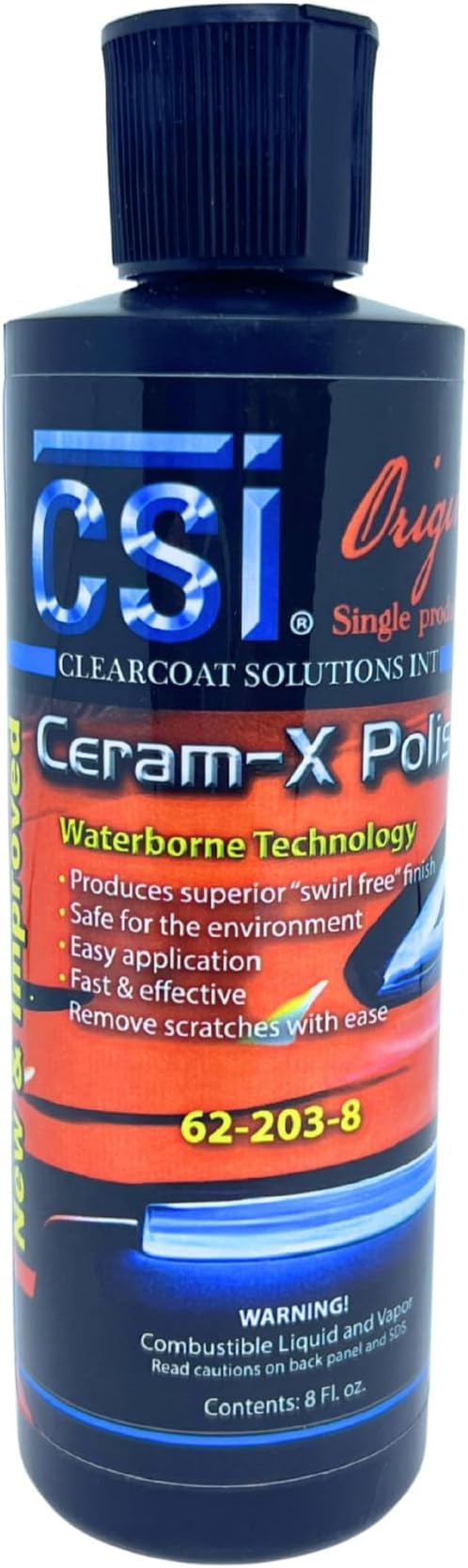 CSI Ceram-X Car Polish (8 oz.)| The Original Single Product Polish | One-Step Paint Correction to High-Gloss Finish | Water Based Formulation | Filler-Free | Body Shop Safe