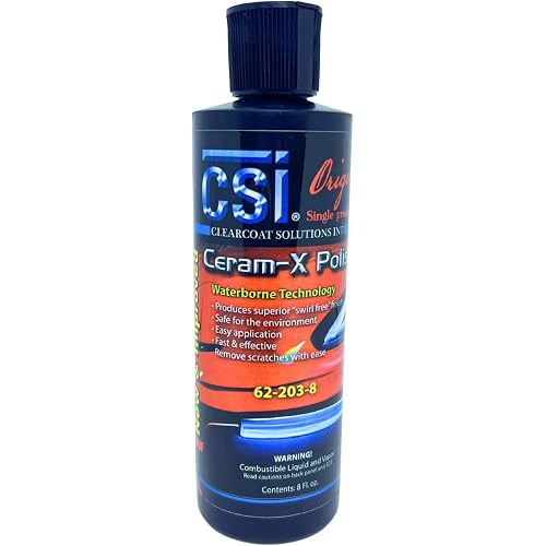CSI Ceram-X Car Polish (8 oz.)| The Original Single Product Polish | One-Step Paint Correction to High-Gloss Finish | Water Based Formulation | Filler-Free | Body Shop Safe