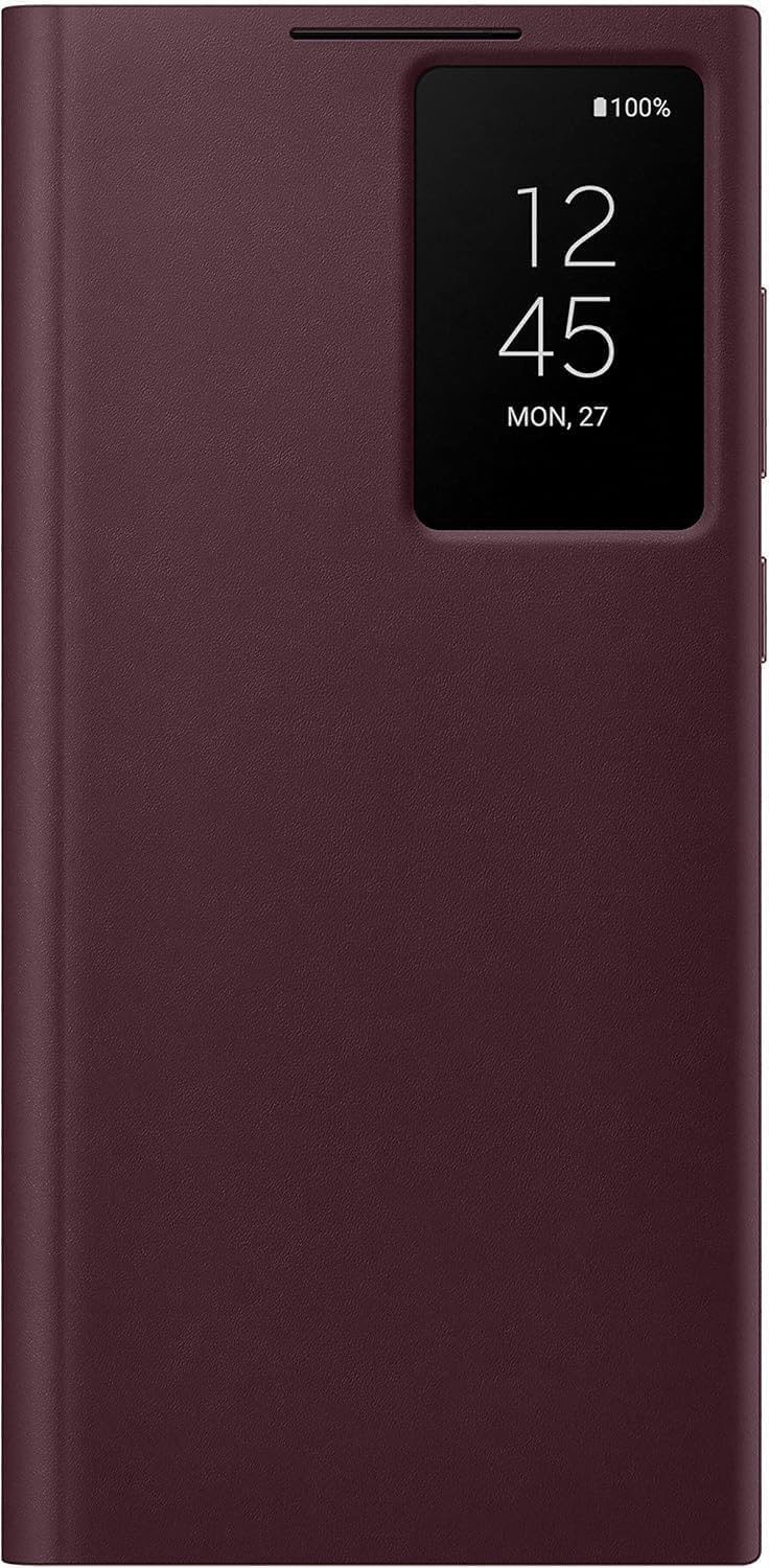New Ultra-Hybrid Smart View Wallet Case Compatible with Samsung Galaxy S22 Ultra (2022) | Flip Cover with Smart Display, Tap-to-Control,Card Holder (Wine Red, Samsung Galaxy S22 Ultra 5G)-image-33