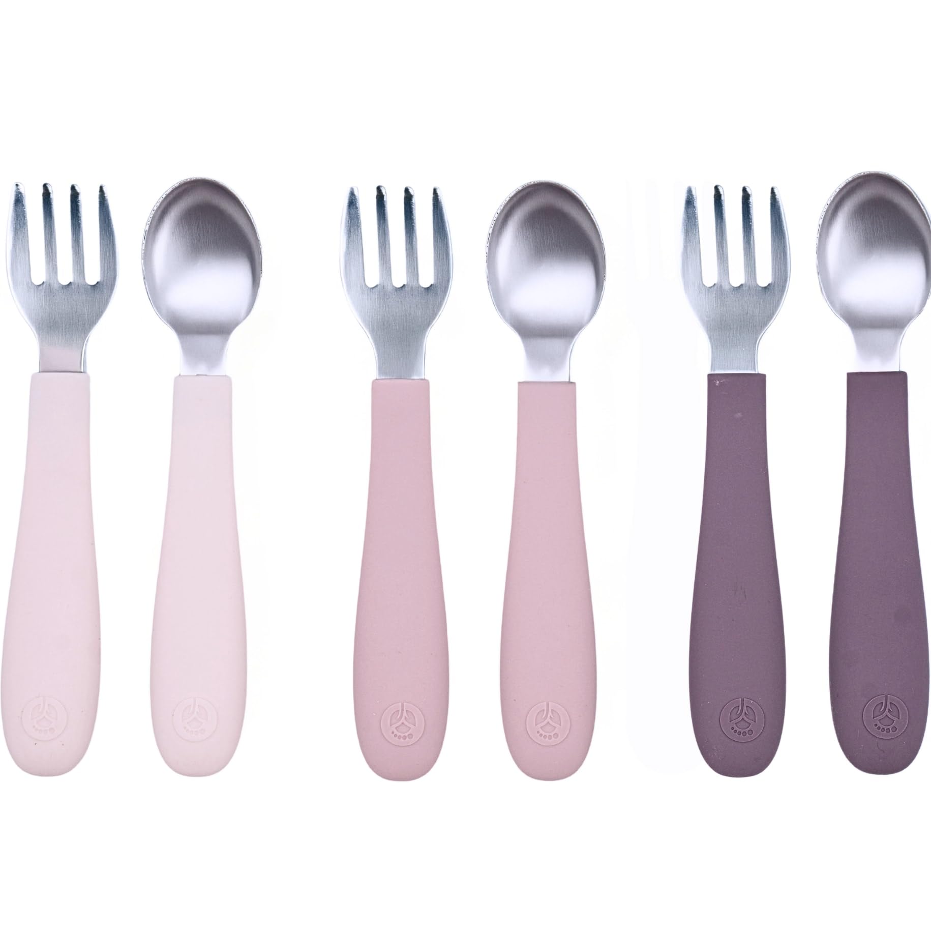 WeeSprout Toddler Utensils, 3 Forks &amp; 3 Spoons, 18/8 Stainless Steel &amp; Food Grade Silicone, Thick Easy-Grip Handles, Perfect Length For New Self Feeders, Gentle On Gums &amp; Teeth, Dishwasher Safe