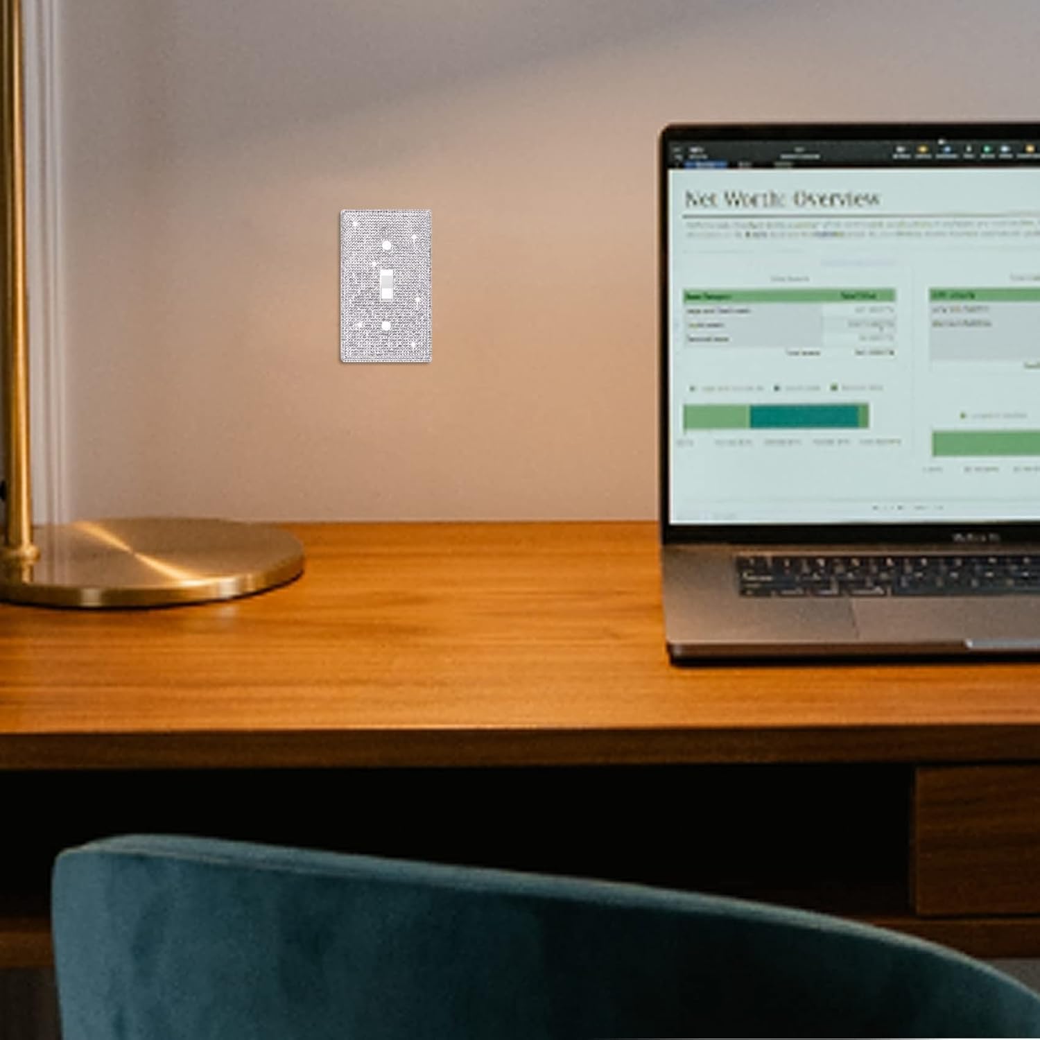 Wall Plate Light Switch Cover, Standard Size 4.50" x 2.76",Silver Rhinestones Bling Decorative Wall Plate Light Switch Outlet Cover for Bedroom Accessories Home Decor (Single Gang Toggle)