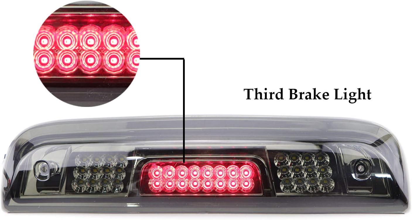 Tresound 3rd Brake Light for 2014-2018 Chevrolet Silverado/GMC Sierra LED Third Tail Light Rear Cargo Lamp High Mount Stop light Chrome Housing + Smoke Lens