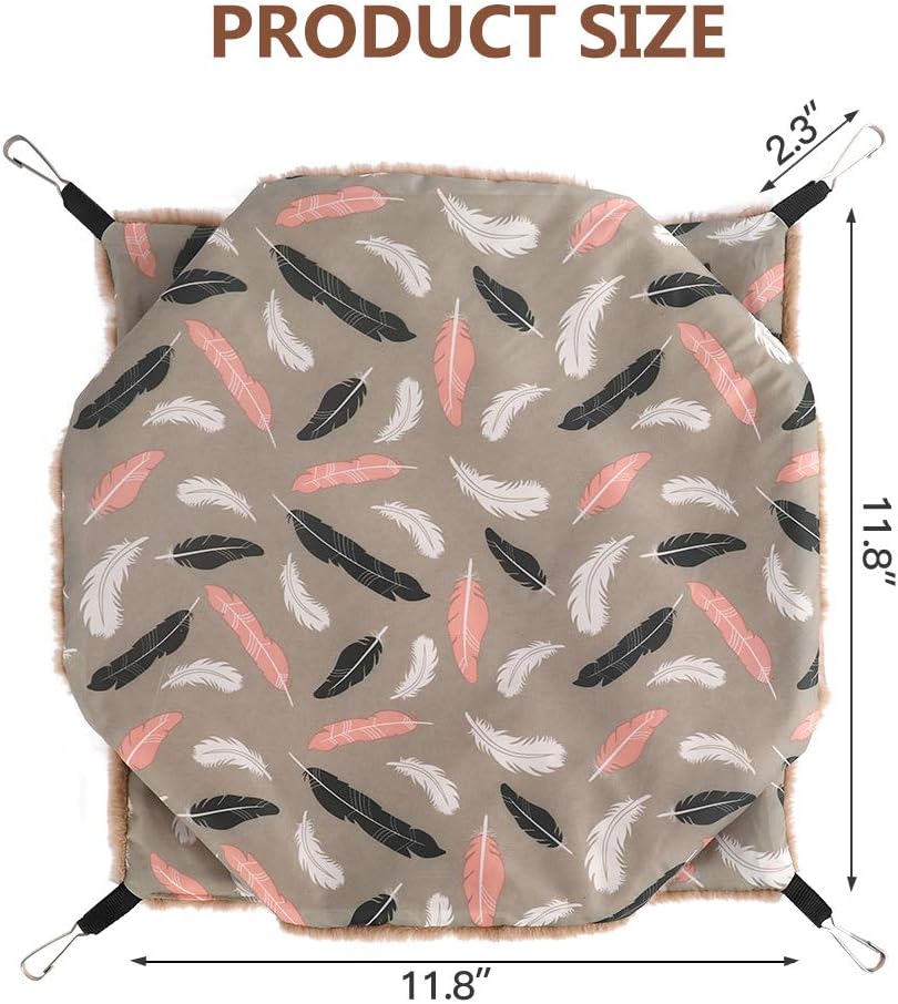 bokemar Small Animals Warm Plush Triple Bunkbed Cage Hanging Hammock Bed,Guinea Pig Cage Accessories Bedding, Warm Hammock for Parrot Ferret Squirrel Hamster Rat Playing Sleeping