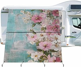 Spring Flowers RV Awning Sun Shade Screen with Zipper 9'x7' Vintage Oil ...