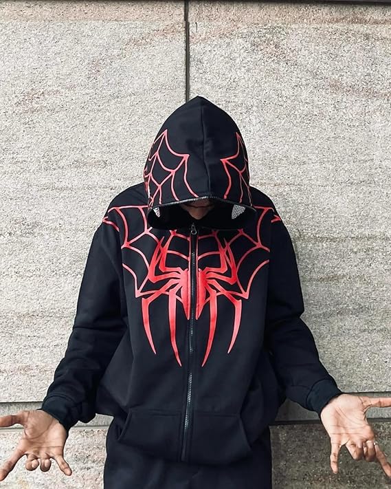 Image of EXOTIX Trendy Style Hoodie with Mask | Streetwear Oversized Pullover Sweatshirt | Winter Casual Wear for Men & Women | Unisex Black Superhero Hoodie for Boys & Girls
