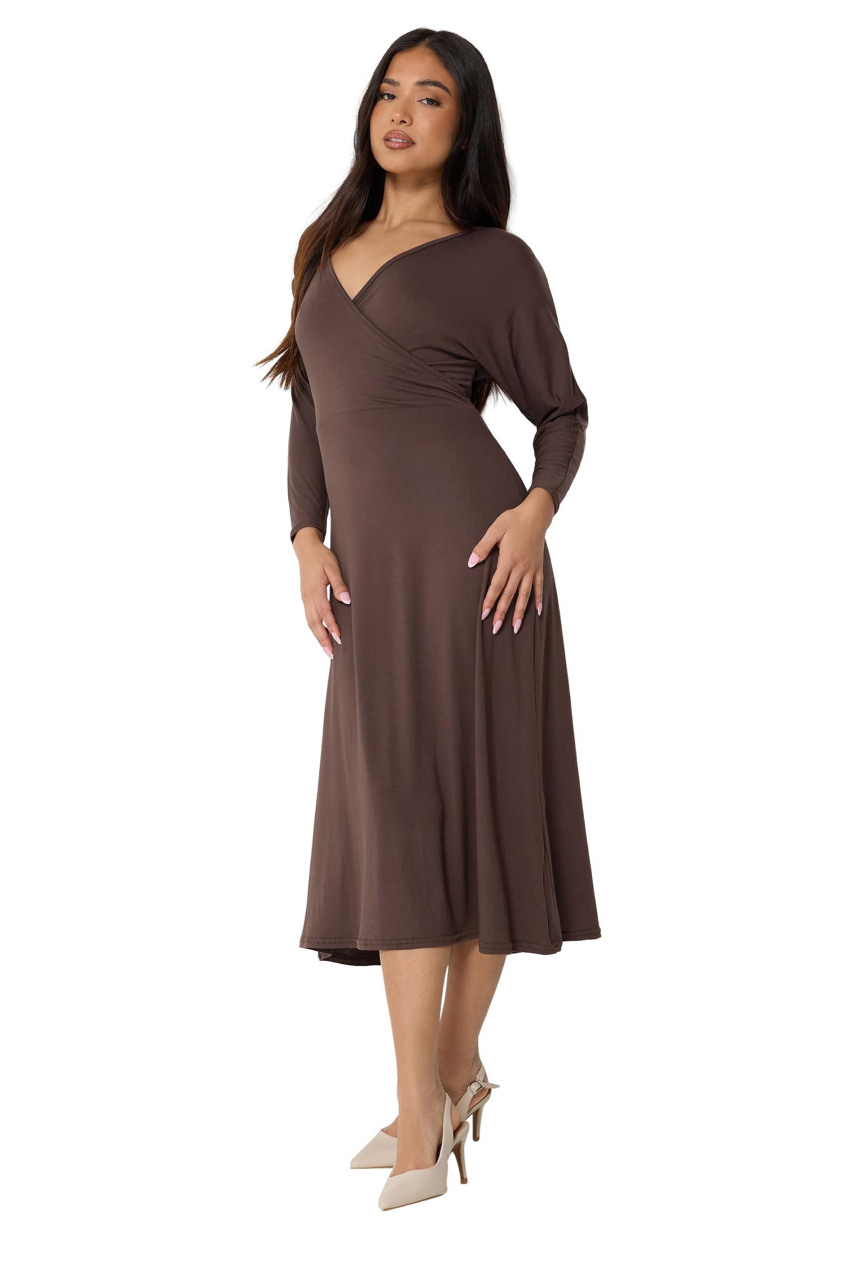 Pixiegirl Women's Chocolate Petite Wrap Midi Dress In Size 14