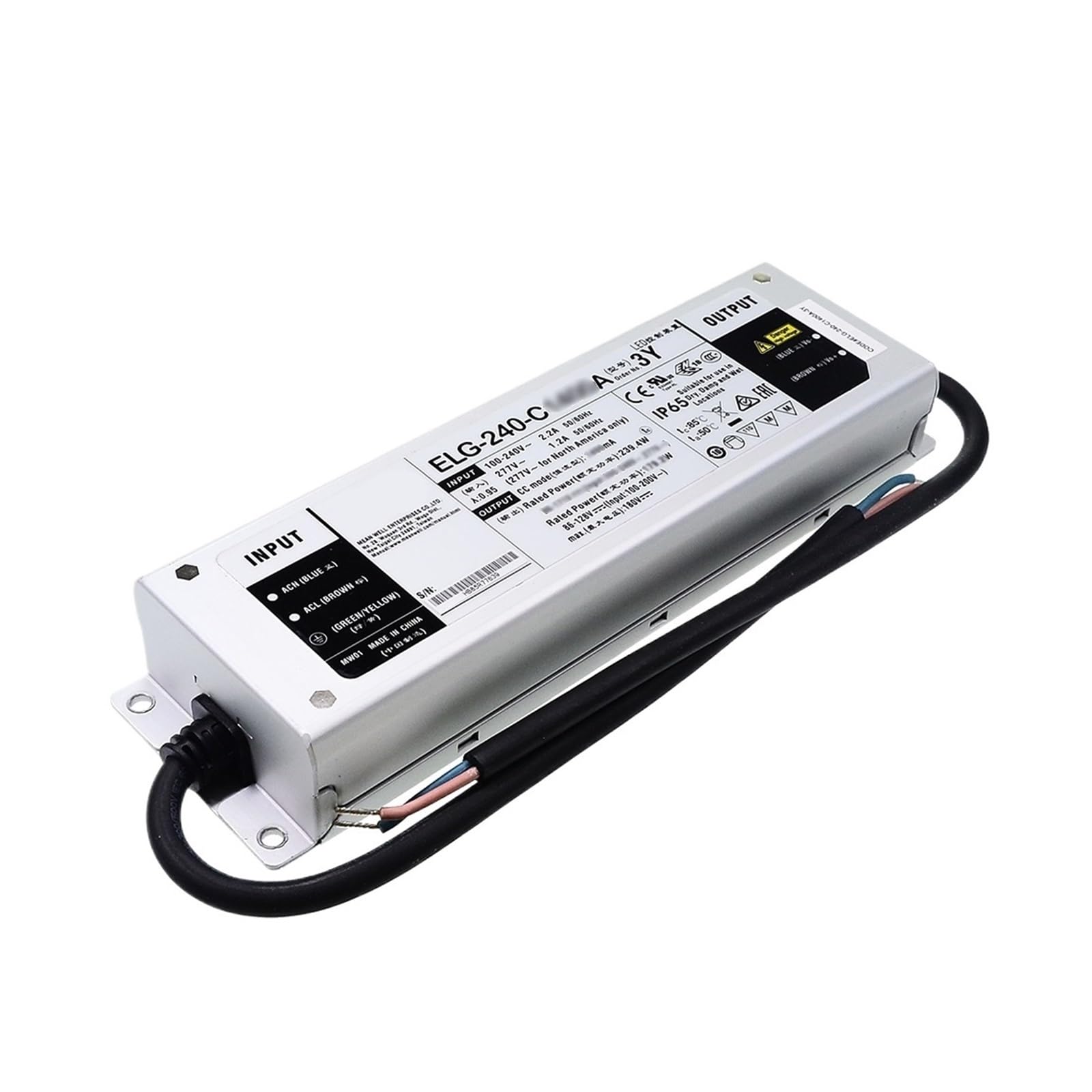 JGNAYRKJQI ELG-240-C1050A-3Y 240W 114~228V 1050mA Adjustable LED Power Supply Waterproof IP65 LED Driver A Type