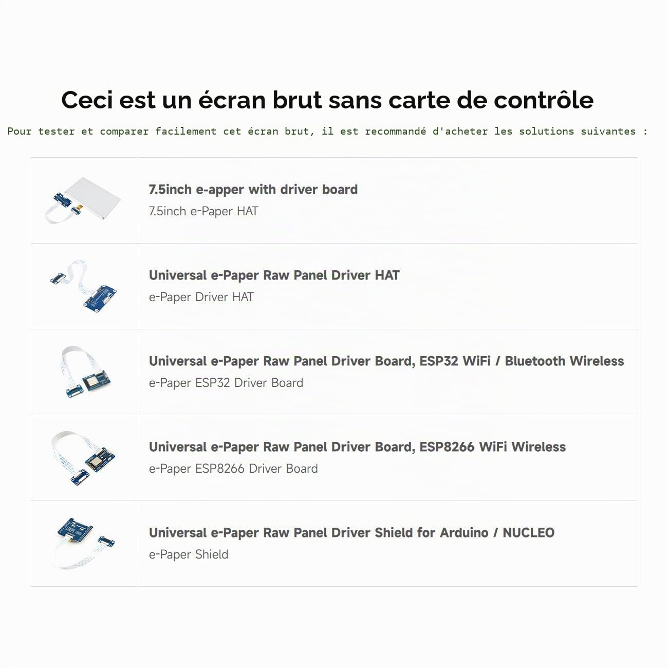 Waveshare 7.5 inch E-Paper Raw Display Panel V2 800x480 Resolution 3.3V E-Ink Electronic Paper Screen Without PCB with Embedded Controller,Communicating Via SPI Interface