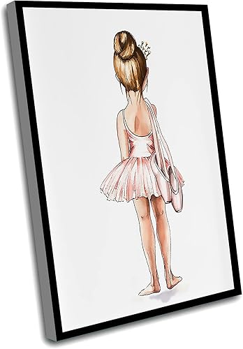 Windrain Arte de pared, princesa bailarina, 16 x 24 pulgadas, enmarcado, moderno, contemporáneo, acabado brillante, femenino, baile, dormitorio,