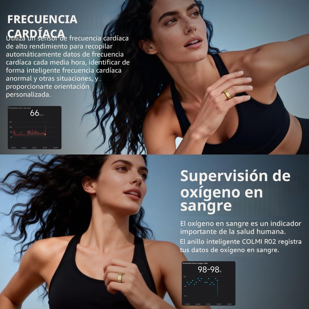 COLMI R09 Anillo inteligente para mujer con seguimiento de temperatura corporal y del sueño, recordatorio de estrés y ciclo, impermeable a 5 ATM, para llevar en pareja, regalo sin tarifa de