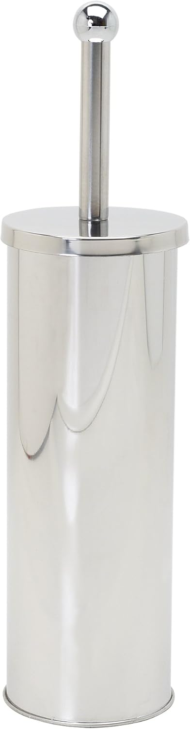 Zenna Home Stainless Steel Toilet Brush & Holder Set - Rust-Resistant, Discreet Hidden Storage, Full-Size Stiff Bristle Brush