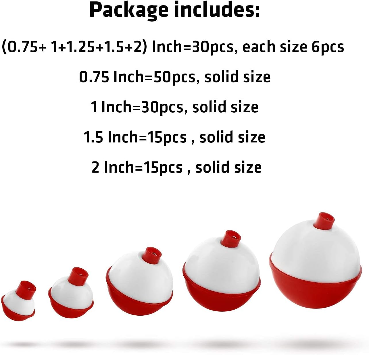 no doubt 15pcs-50pcs/lot Fishing Bobbers and Floats Set - Hard ABS Red and White Fishing Floats, Push Button Round Buoy Floats, Fishing Tackle Accessories : Sports & Outdoors