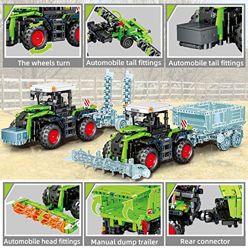 3 In 1 City Great Vehicles Farm Tractor Building Kit, Compatible With Lego Technical Farm Truck Harvester Plow Machine Construction Set Toys For Boys Girls 8-12（1481 Pieces） #TOP2