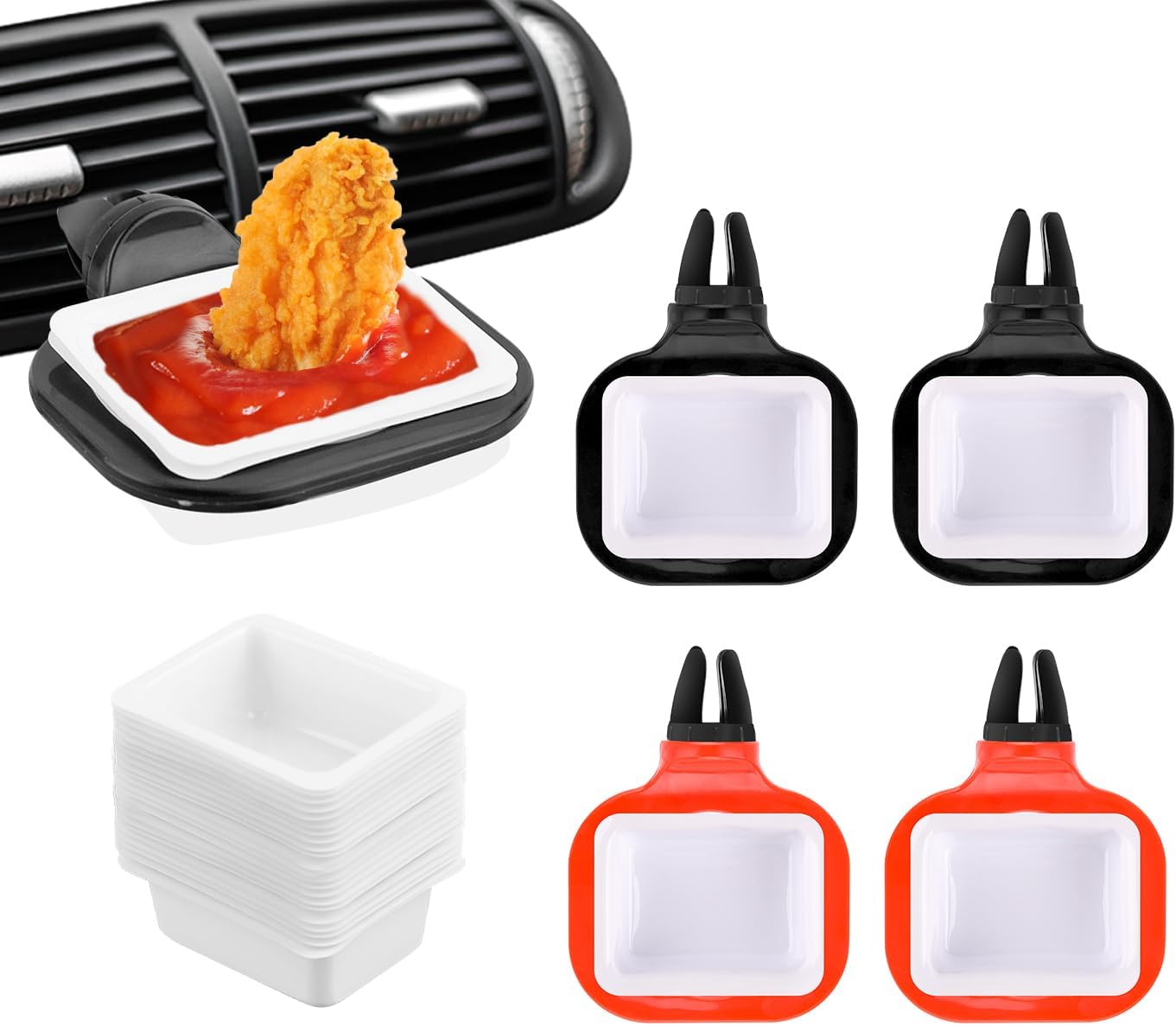 TOPHONIEX 4 Pieces Sauce Holder for Car 30 Pieces