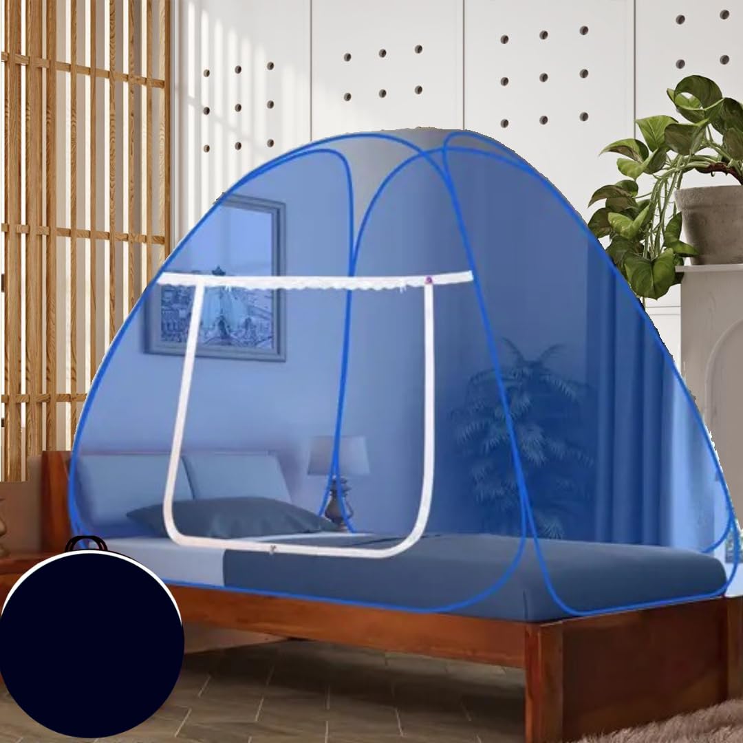 Navy Blue Single Bed Tent Mosquito Net, Foldable Polyester Insect Protection Canopy for Home, Travel & Outdoor Use-image-41