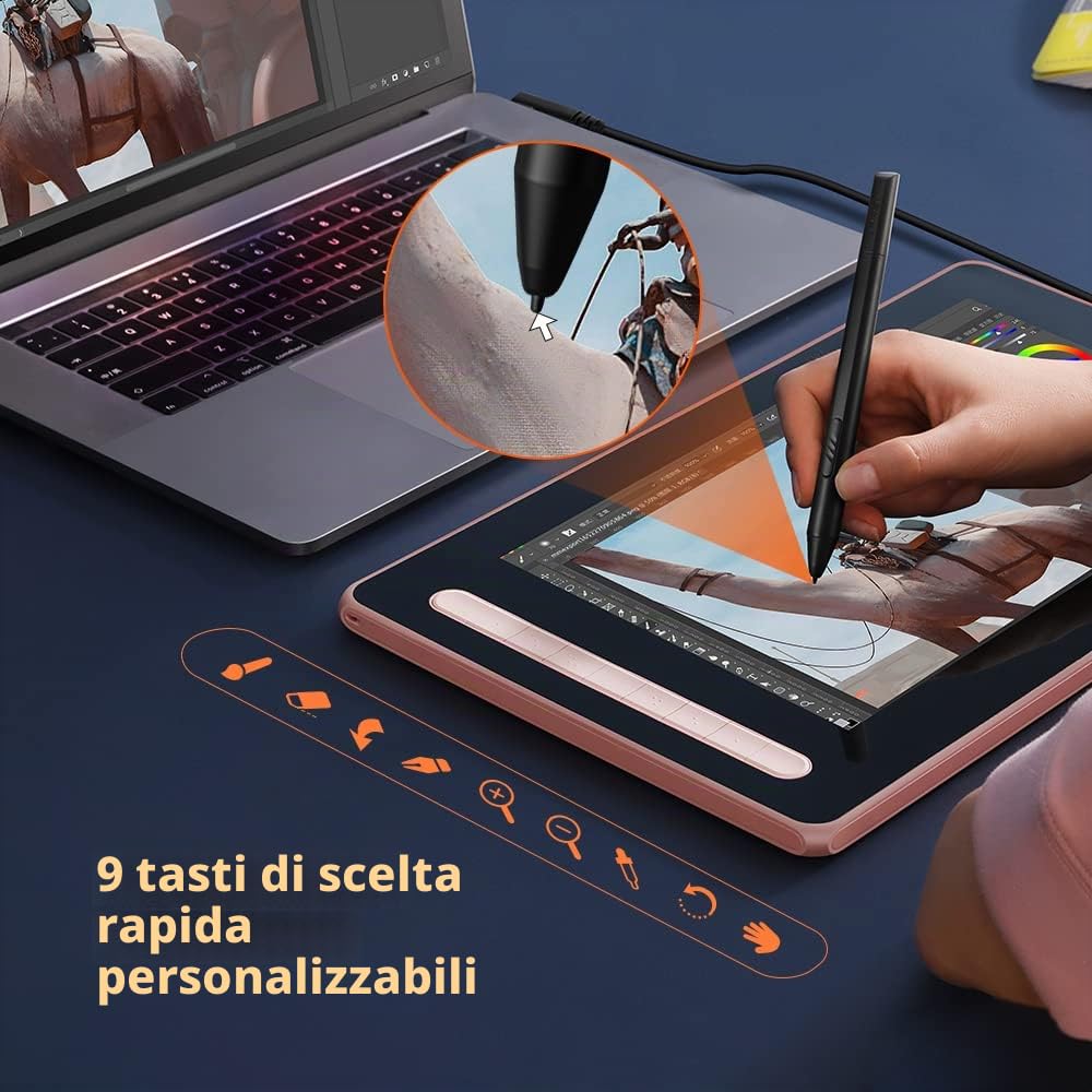 XP-PEN Tavoletta Grafica con Schermo Artist 13 (2a generazione), Display 13.3" FHD 1920x1080, stilo X3 Elite, per Principianti, supporta Windows, Mac, Chrome OS, Android