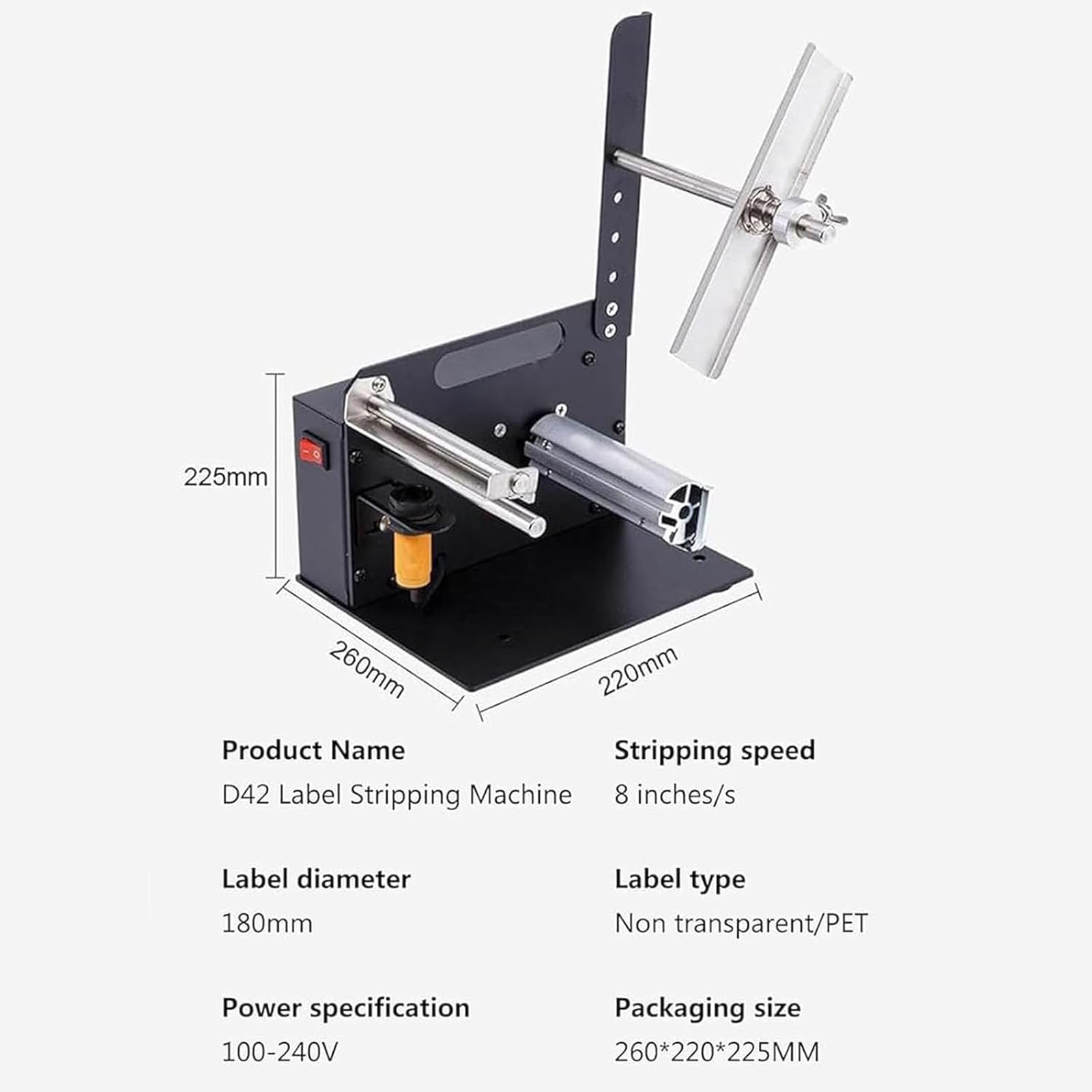 Éplucheur d'étiquettes à grande vitesse, distributeur portable d'étiquettes de 10 à 110 mm de large, diamètre de 200 mm, vitesse de 15,2 cm/s, induction intelligente pour autocollants et films