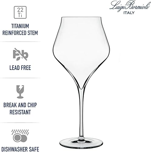 Miniatura 5 de Luigi Bormioli Supremo - Juego de 2 copas de vino burdeos - Elegante cuenco ancho de 22 onzas, copa de vino tinto de cristal, fabricada en Italia.