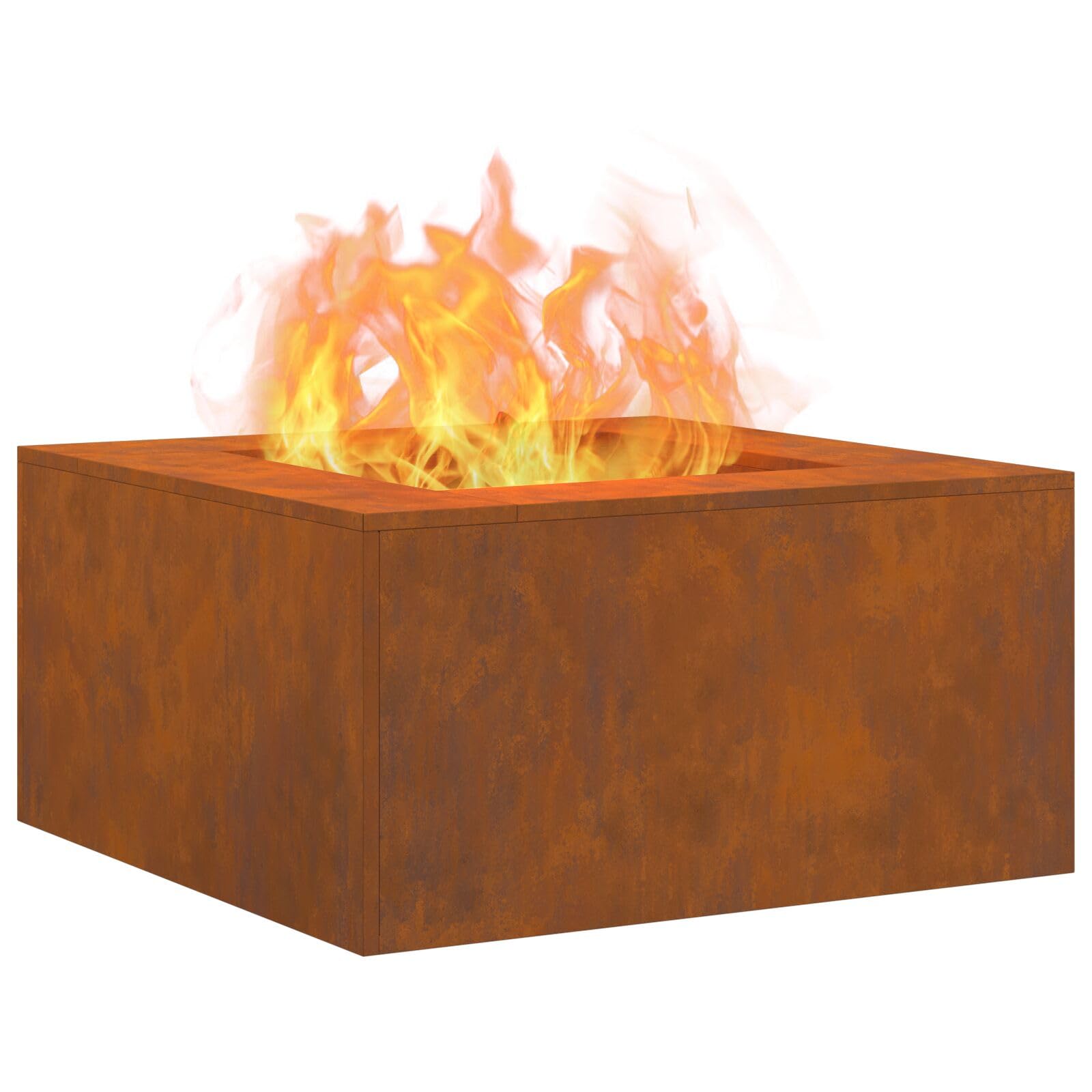 Kwadratowy palenisko ze stali corten 80x80x40 cm - 858921