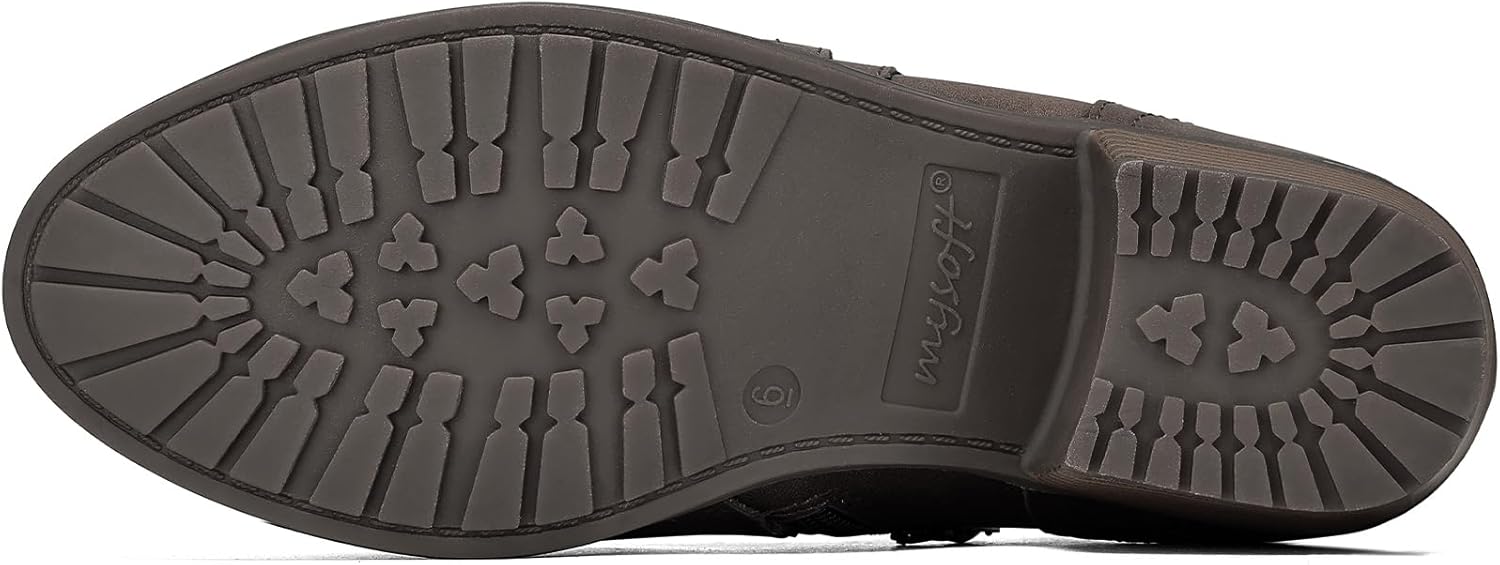 mysoft Women's Side Zipper Ankle Boots Low Stacked Heel Chunky Booties Comfortable Round Toe shoes - Image 4