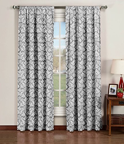 Window Elements Victoria Vorhang, Bedruckt, 100% Baumwolle, extra breit, 1 Paar 104x96 grau Cover