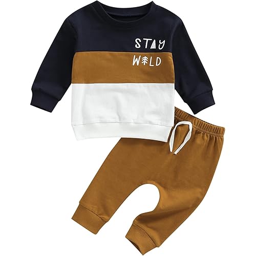 Newborn Baby Boy Fall Clothes Long Sleeve Little Dude Print Sweatshirt Top Long Pants Set Cute Toddler Winter Outfit
