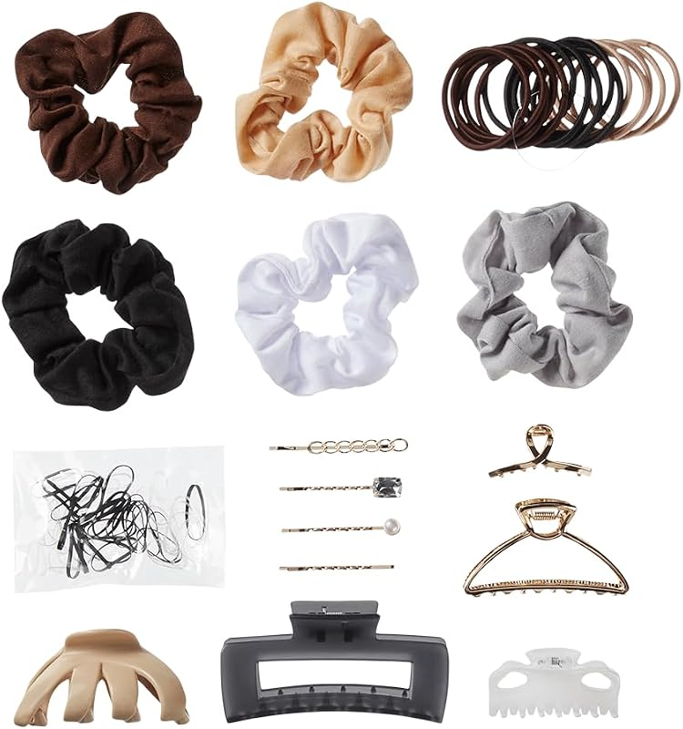 Scunci by Conair 82 Piece hair accessory kit - hair accessories for women - neutral colors- 3 stackable containers