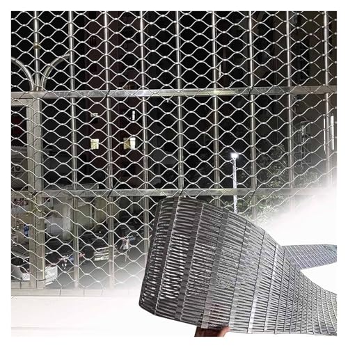 VXHCS 304 Stainless Steel Rope Wire Mesh, 4x10ft Wire Rope Mesh, 2ft Mesh Garden Fence Stair Protection Fence, Stretchable Balustrade Infill Mesh for Zoo Cage Fence, Balcony, Stair