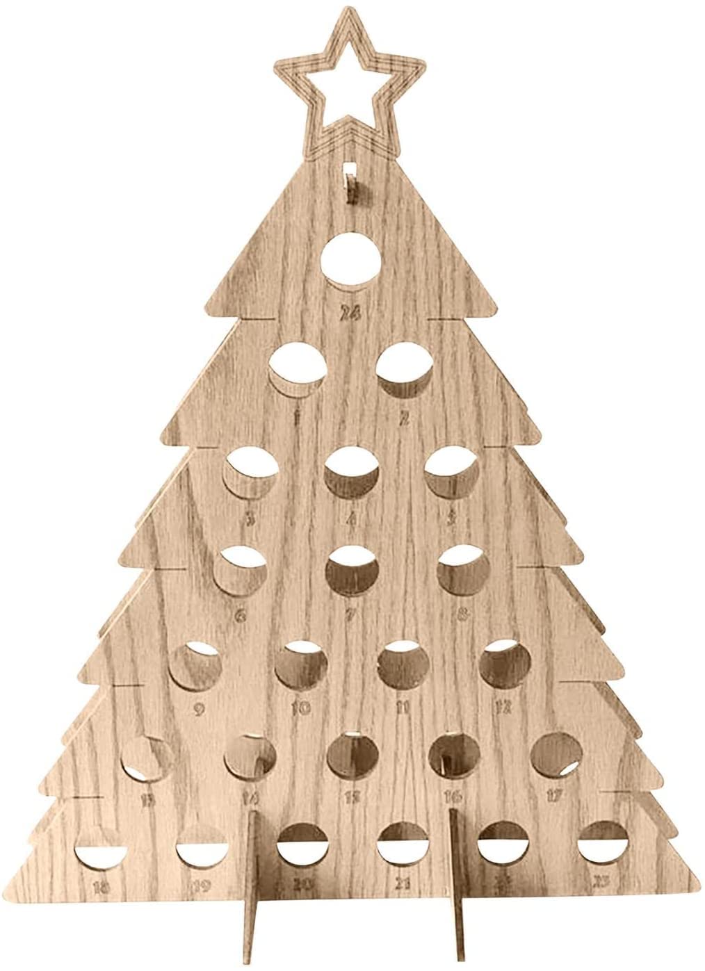 Árbol de navidad, Cuenta regresiva al calendario de la torre de la cerveza de la Navidad, naturaleza de madera del árbol de madera del calendario de adviento, mini botella de vino CALENDARIO DE ADVICU