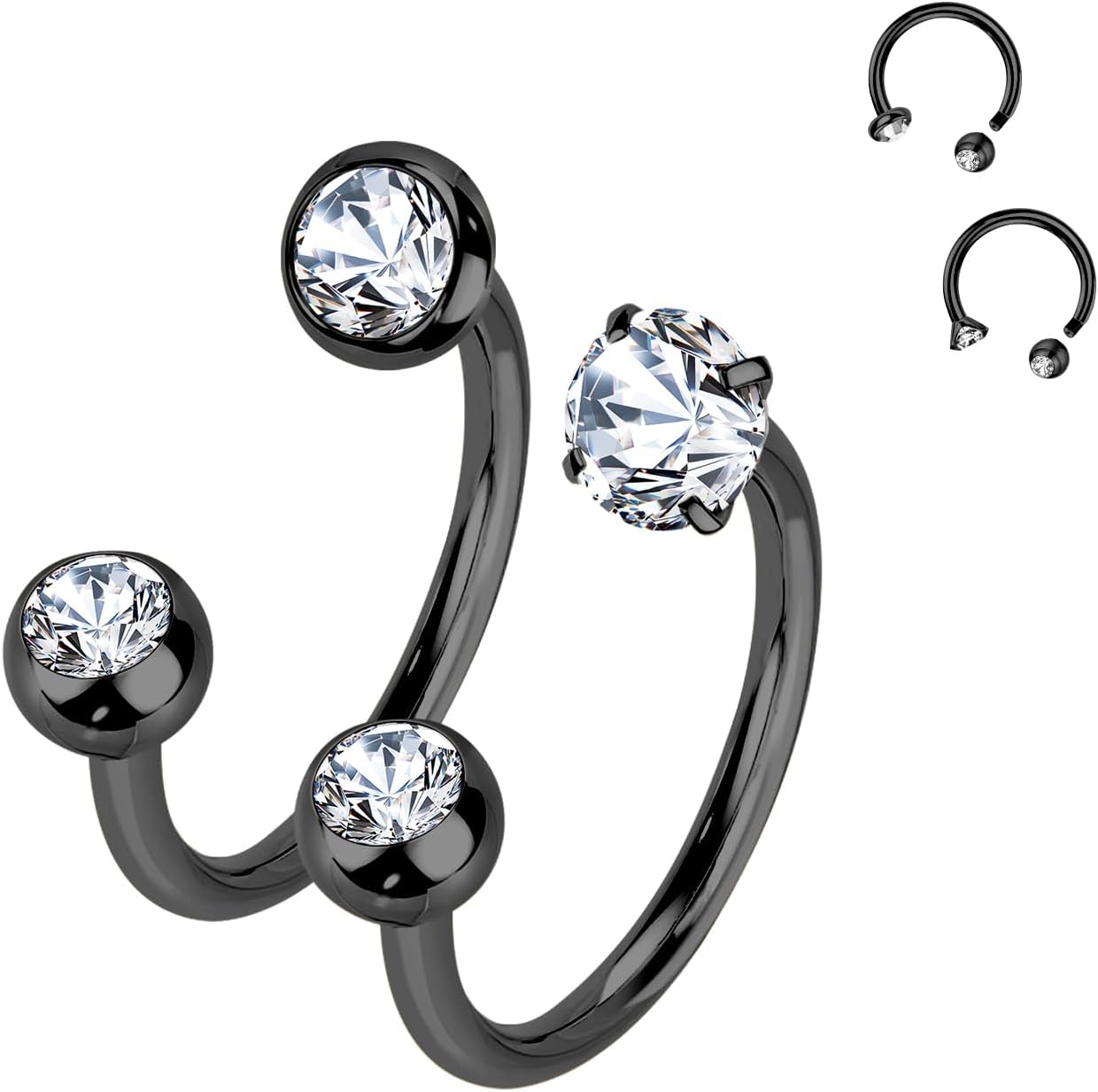 2Pcs 20g Horseshoe Nose Rings Studs, Threaded Lip Septum Rings 316L Stainless Steel Labret Eyebrow Daith Helix Tragus Cartilage Earrings Piercing Jewelry